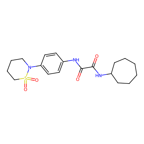 N-cycloheptyl-N'-[4-(1,1-dioxothiazinan-2-yl)phenyl]oxamide structure