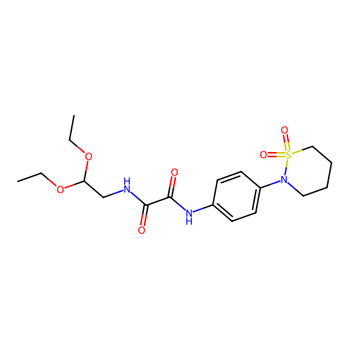 N-(2,2-diethoxyethyl)-N'-[4-(1,1-dioxothiazinan-2-yl)phenyl]oxamide structure
