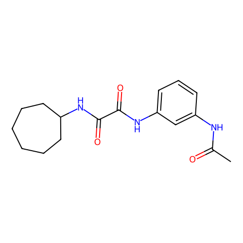 N1-(3-acetamidophenyl)-N2-cycloheptyloxalamide structure