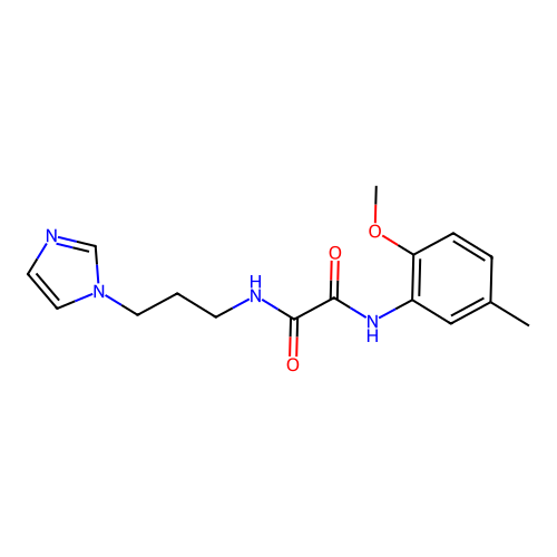 N-(3-imidazol-1-ylpropyl)-N'-(2-methoxy-5-methylphenyl)oxamide structure