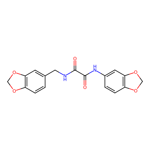 N'-(1,3-benzodioxol-5-yl)-N-(1,3-benzodioxol-5-ylmethyl)oxamide structure