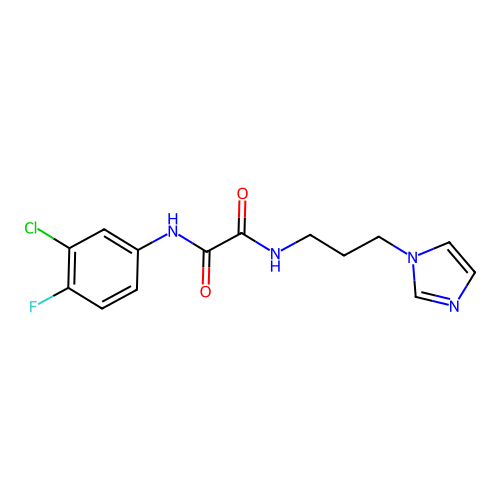 N'-(3-chloro-4-fluorophenyl)-N-(3-imidazol-1-ylpropyl)oxamide structure