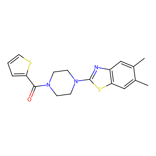 (4-(5,6-Dimethylbenzo[d]thiazol-2-yl)piperazin-1-yl)(thiophen-2-yl)methanone structure