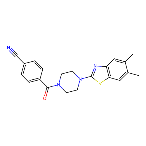 4-(4-(5,6-Dimethylbenzo[d]thiazol-2-yl)piperazine-1-carbonyl)benzonitrile structure