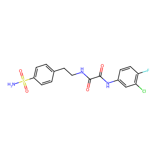 N1-(3-chloro-4-fluorophenyl)-N2-(4-sulfamoylphenethyl)oxalamide structure