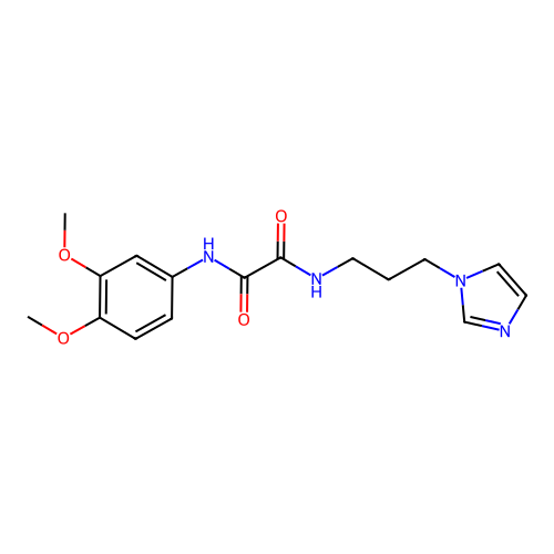N'-(3,4-dimethoxyphenyl)-N-(3-imidazol-1-ylpropyl)oxamide structure