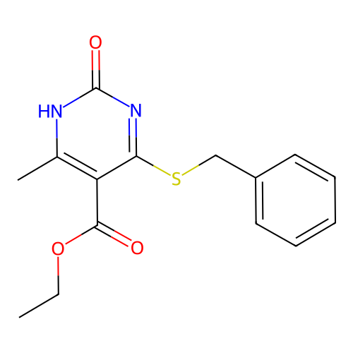 ethyl 4-benzylsulfanyl-6-methyl-2-oxo-1H-pyrimidine-5-carboxylate structure