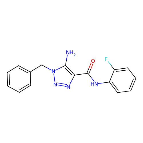 5-amino-1-benzyl-N-(2-fluorophenyl)-1H-1,2,3-triazole-4-carboxamide structure