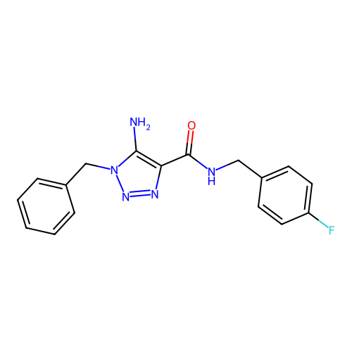 5-amino-1-benzyl-N-(4-fluorobenzyl)-1H-1,2,3-triazole-4-carboxamide structure