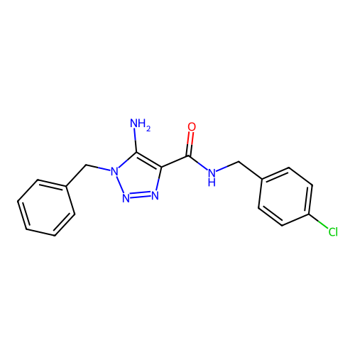 5-amino-1-benzyl-N-(4-chlorobenzyl)-1H-1,2,3-triazole-4-carboxamide structure