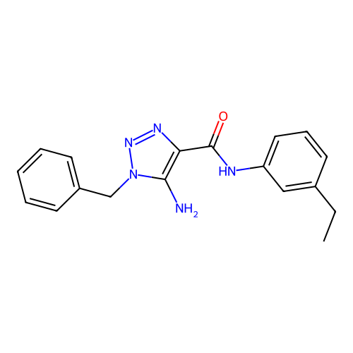 5-amino-1-benzyl-N-(3-ethylphenyl)-1H-1,2,3-triazole-4-carboxamide structure