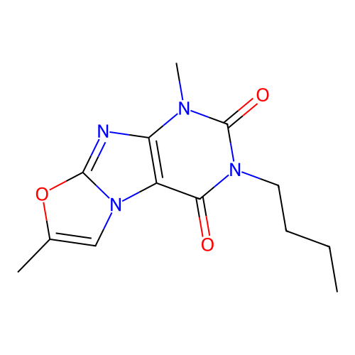 2-Butyl-4,7-dimethylpurino[8,7-b][1,3]oxazole-1,3-dione structure