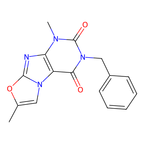 2-Benzyl-4,7-dimethylpurino[8,7-b][1,3]oxazole-1,3-dione structure