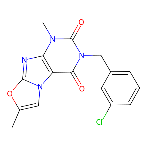 2-[(3-Chlorophenyl)methyl]-4,7-dimethylpurino[8,7-b][1,3]oxazole-1,3-dione structure
