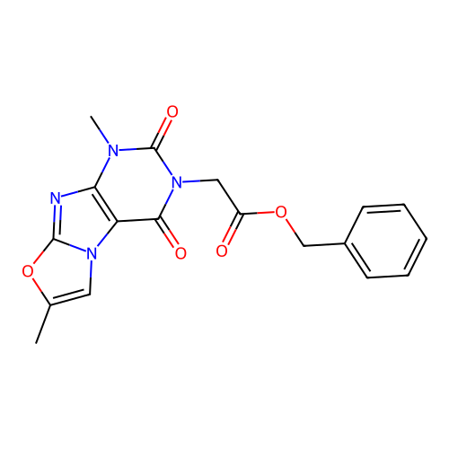 Benzyl 2-(4,7-dimethyl-1,3-dioxopurino[8,7-b][1,3]oxazol-2-yl)acetate structure