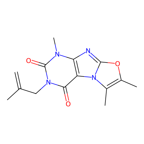 1,6,7-trimethyl-3-(2-methylallyl)oxazolo[2,3-f]purine-2,4(1H,3H)-dione structure