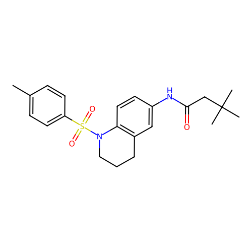 3,3-dimethyl-N-(1-tosyl-1,2,3,4-tetrahydroquinolin-6-yl)butanamide structure