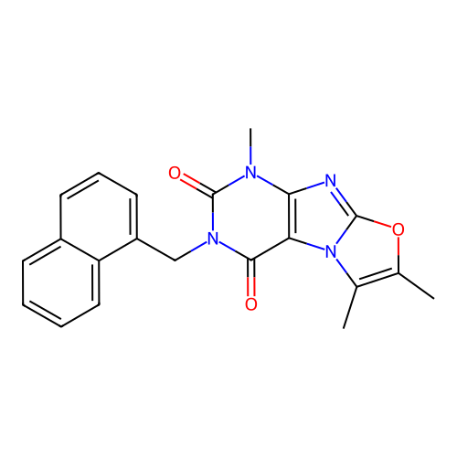 1,6,7-trimethyl-3-(naphthalen-1-ylmethyl)oxazolo[2,3-f]purine-2,4(1H,3H)-dione structure