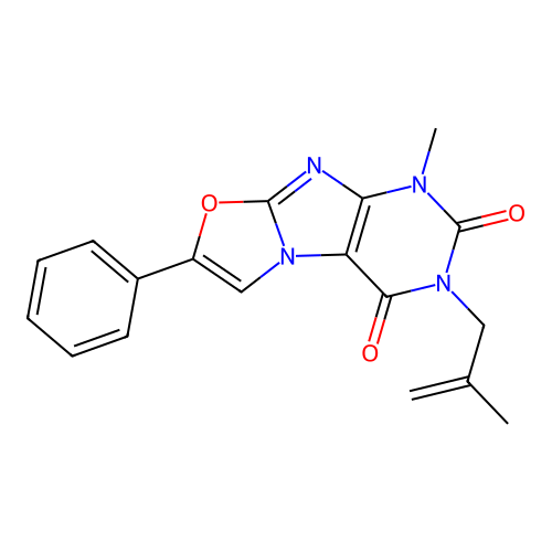 1-methyl-3-(2-methylallyl)-7-phenyloxazolo[2,3-f]purine-2,4(1H,3H)-dione structure