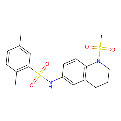 2,5-dimethyl-N-(1-methylsulfonyl-3,4-dihydro-2H-quinolin-6-yl)benzenesulfonamide structure