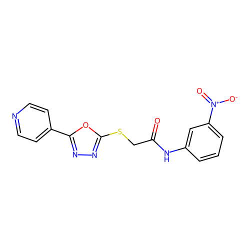 N-(3-nitrophenyl)-2-[(5-pyridin-4-yl-1,3,4-oxadiazol-2-yl)sulfanyl]acetamide structure