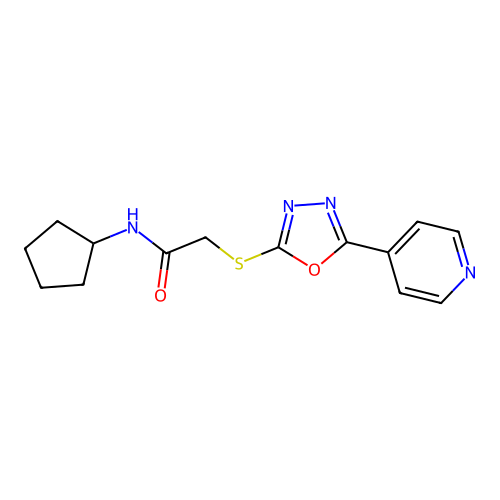 N-cyclopentyl-2-((5-(pyridin-4-yl)-1,3,4-oxadiazol-2-yl)thio)acetamide structure