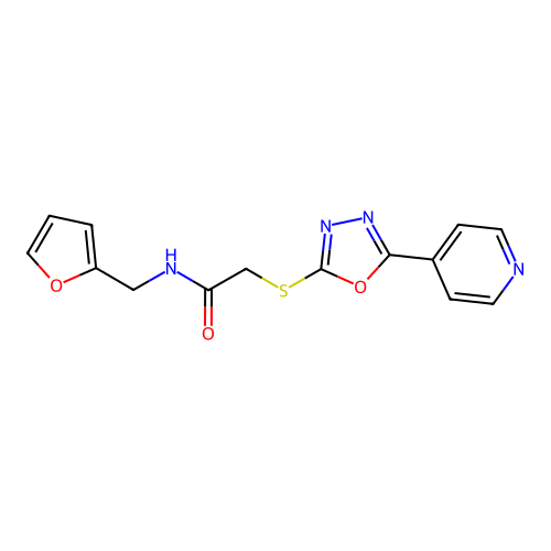 N-(furan-2-ylmethyl)-2-((5-(pyridin-4-yl)-1,3,4-oxadiazol-2-yl)thio)acetamide structure