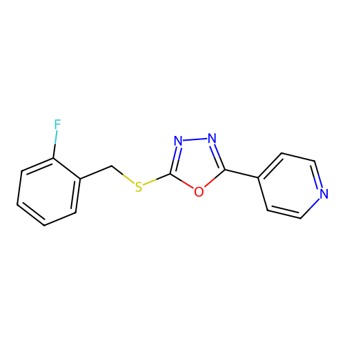 2-((2-Fluorobenzyl)thio)-5-(pyridin-4-yl)-1,3,4-oxadiazole structure