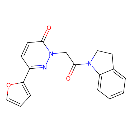 6-(furan-2-yl)-2-(2-(indolin-1-yl)-2-oxoethyl)pyridazin-3(2H)-one structure