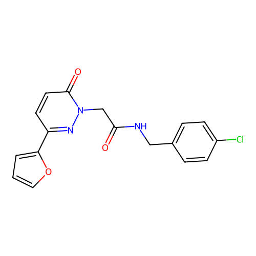 N-[(4-chlorophenyl)methyl]-2-[3-(furan-2-yl)-6-oxopyridazin-1-yl]acetamide structure