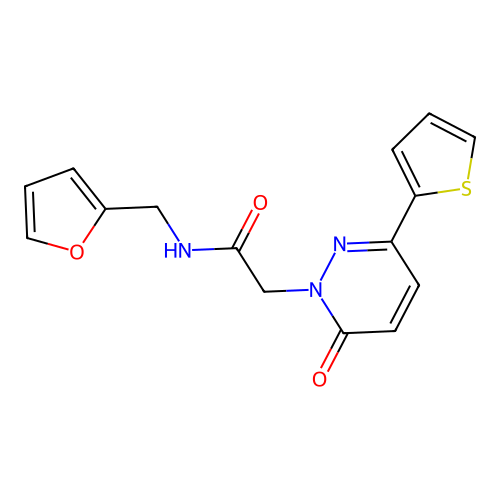 N-(furan-2-ylmethyl)-2-(6-oxo-3-thiophen-2-ylpyridazin-1-yl)acetamide structure