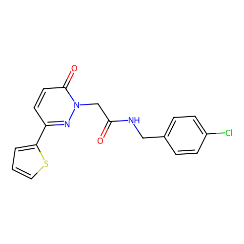 N-(4-chlorobenzyl)-2-(6-oxo-3-(thiophen-2-yl)pyridazin-1(6H)-yl)acetamide structure