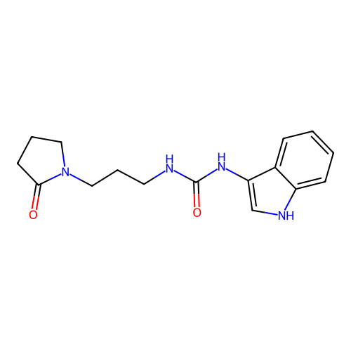 1-(1H-indol-3-yl)-3-(3-(2-oxopyrrolidin-1-yl)propyl)urea structure