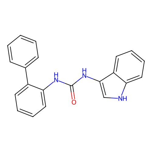 1-([1,1'-biphenyl]-2-yl)-3-(1H-indol-3-yl)urea structure