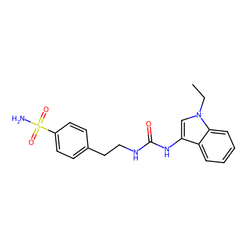 4-(2-(3-(1-ethyl-1H-indol-3-yl)ureido)ethyl)benzenesulfonamide structure