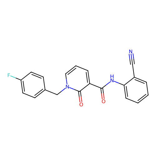 N-(2-cyanophenyl)-1-(4-fluorobenzyl)-2-oxo-1,2-dihydropyridine-3-carboxamide structure