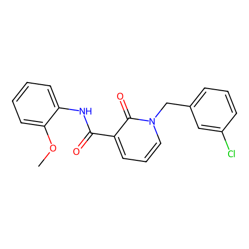 1-(3-chlorobenzyl)-N-(2-methoxyphenyl)-2-oxo-1,2-dihydropyridine-3-carboxamide structure
