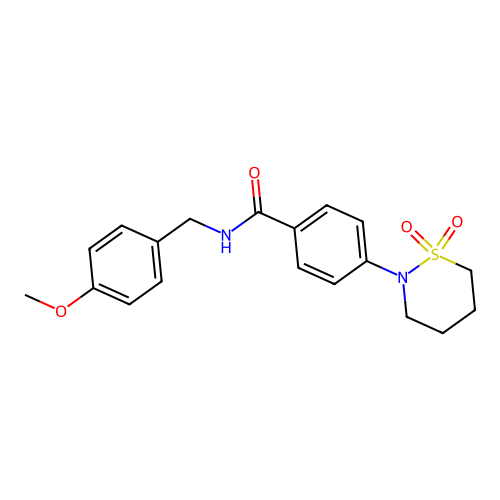 4-(1,1-dioxothiazinan-2-yl)-N-[(4-methoxyphenyl)methyl]benzamide structure