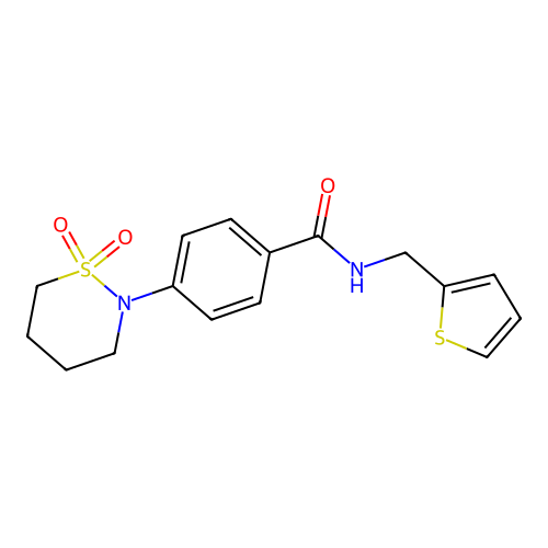 4-(1,1-dioxothiazinan-2-yl)-N-(thiophen-2-ylmethyl)benzamide structure