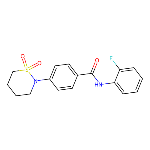 4-(1,1-dioxothiazinan-2-yl)-N-(2-fluorophenyl)benzamide structure