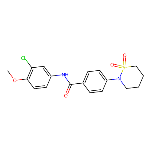 N-(3-chloro-4-methoxyphenyl)-4-(1,1-dioxothiazinan-2-yl)benzamide structure