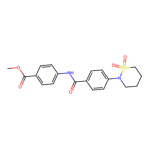 Methyl 4-[[4-(1,1-dioxothiazinan-2-yl)benzoyl]amino]benzoate structure