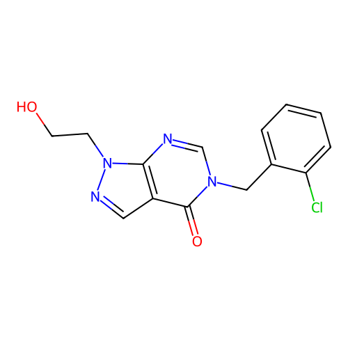 5-[(2-Chlorophenyl)methyl]-1-(2-hydroxyethyl)pyrazolo[3,4-d]pyrimidin-4-one structure