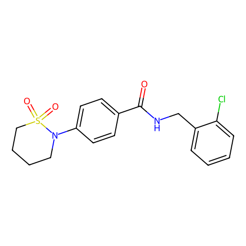 N-[(2-chlorophenyl)methyl]-4-(1,1-dioxothiazinan-2-yl)benzamide structure