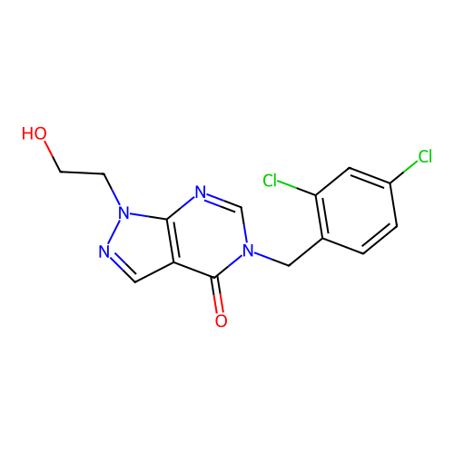 5-[(2,4-Dichlorophenyl)methyl]-1-(2-hydroxyethyl)pyrazolo[3,4-d]pyrimidin-4-one structure