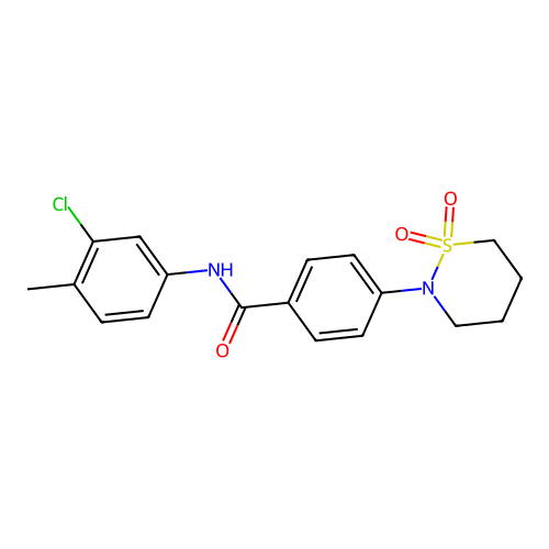 N-(3-chloro-4-methylphenyl)-4-(1,1-dioxothiazinan-2-yl)benzamide structure