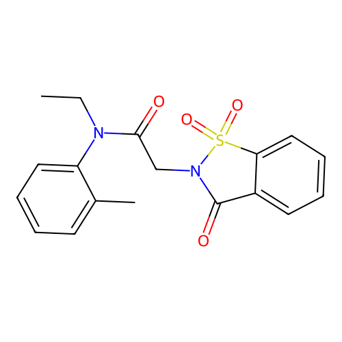 2-(1,1-dioxido-3-oxobenzo[d]isothiazol-2(3H)-yl)-N-ethyl-N-(o-tolyl)acetamide structure