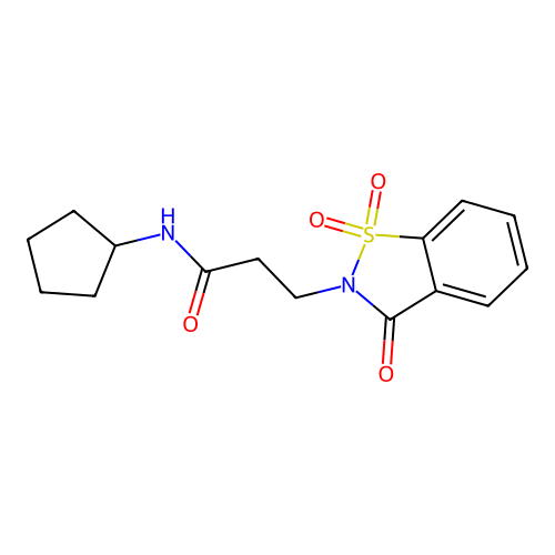 N-cyclopentyl-3-(1,1,3-trioxo-1,2-benzothiazol-2-yl)propanamide structure