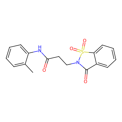 3-(1,1-dioxido-3-oxobenzo[d]isothiazol-2(3H)-yl)-N-(o-tolyl)propanamide structure
