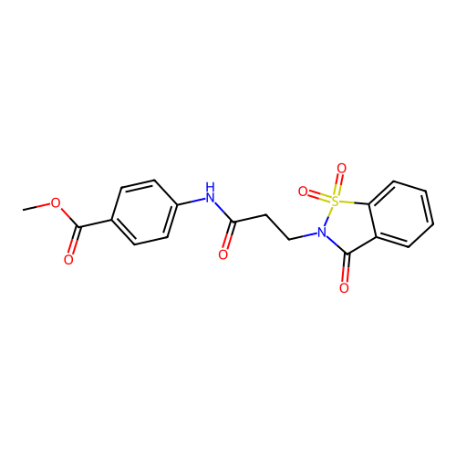 Methyl 4-[3-(1,1,3-trioxo-1,2-benzothiazol-2-yl)propanoylamino]benzoate structure